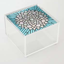 Clear and Light Blue Mandala Mosaic Window Acrylic Box