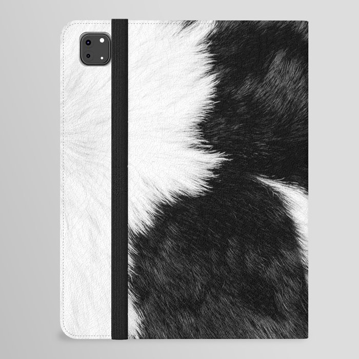 Decorative Black and White Cowhide iPad Folio Case