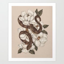 Snake and Magnolias Kunstdrucke