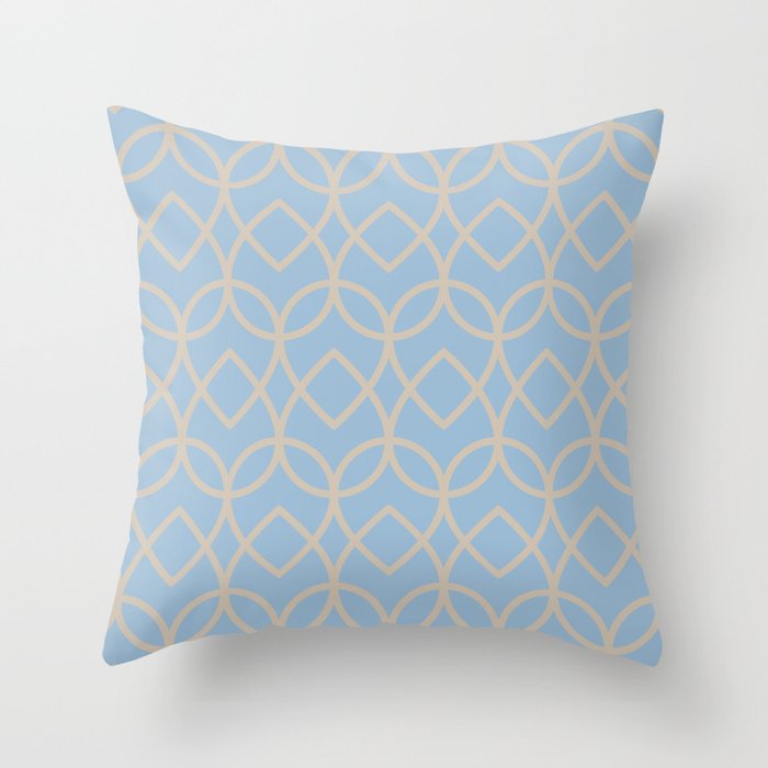 Pastel Blue Beige Geometric Pattern Teardrop 2021 Color of the Year Earth's Harmony & Oatmeal Beige Throw Pillow