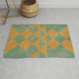 Emerald and Gold Marble Design Rug