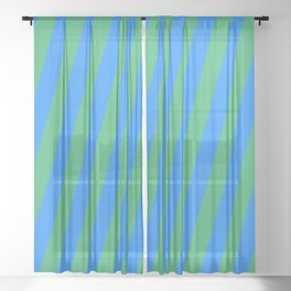 [ Thumbnail: Blue & Sea Green Colored Pattern of Stripes Sheer Curtain ]