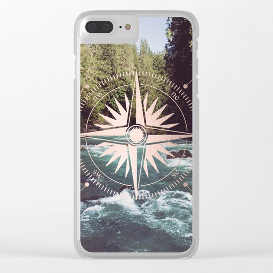 Rose Gold River Compass Clear iPhone Case