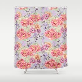 The Chrysanthemum and the Rose on Silver Shower Curtain