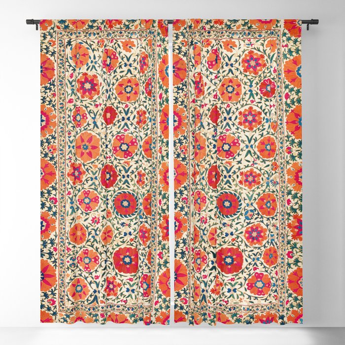 Kermina Suzani Uzbekistan Embroidery Print Blackout Curtain