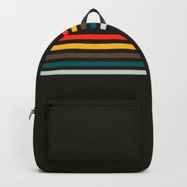 Shenina - Classic 1970s Style Retro Racing Stripes on Black Backpack