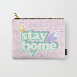 Stay Home / Pastel Pink Bricks Carry-All Pouch | Candycolor, Happy, Home, Pop, Brick, Wall, Pink, Typography, Pastelcolor, Candy 
