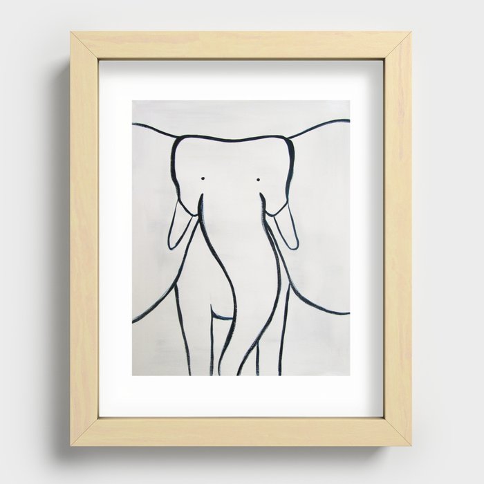No. 002 - The Elephant (Modern Kids & Nursery Art) Recessed Framed Print