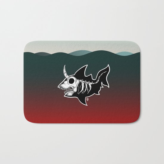 Dark Unicorn Shark Skeleton Bath Mat