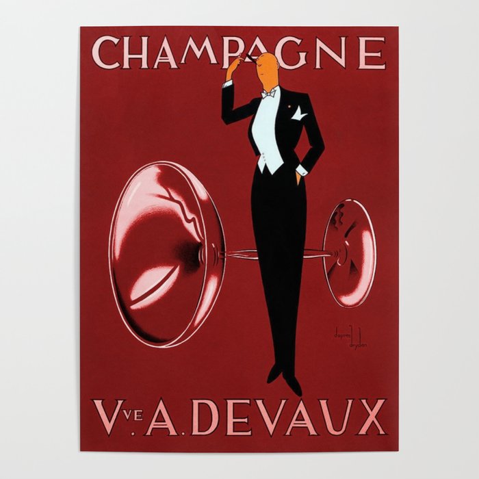 Vintage Champagne Red Paris, France Jazz Age Roaring Twenties Advertisement Poster - Posters Poster