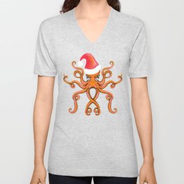 Octopus Christmas V Neck T Shirt