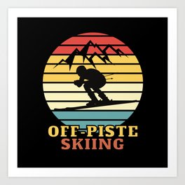 Off-piste skiing retro Art Print