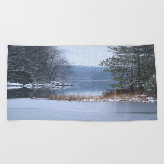 Blue Moment By The Lake Beach Towel