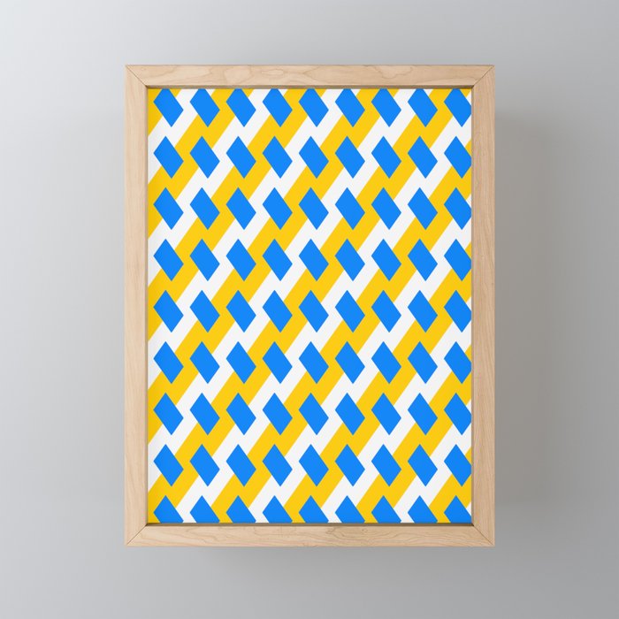 Patterns Abstract Blue Yellow White Framed Mini Art Print
