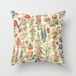 Vintage Floral Drawings // Fleurs by Adolphe Millot XL 19th Century Science Textbook Artwork Throw Pillow