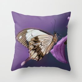 Pretty butterfly on pink flower Throw Pillow