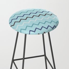 Modern Sky Blue Zigzag Chevron Pattern-Geometric Abstract Bar Stool