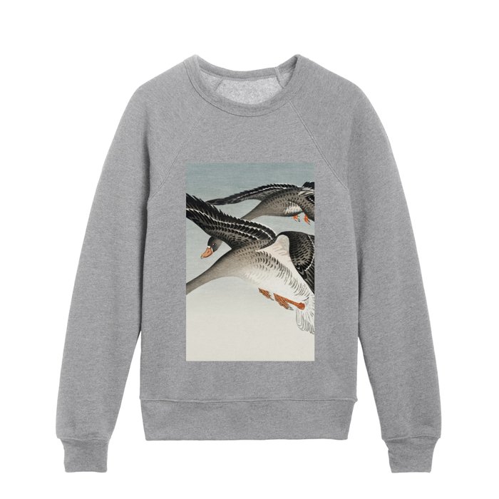 Birds at full moon By Ohara Koson  Kids Crewneck