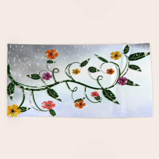 Winter Flowers Beach Towel
