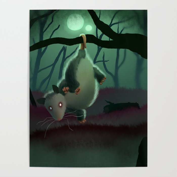 Spooky Opossum Poster