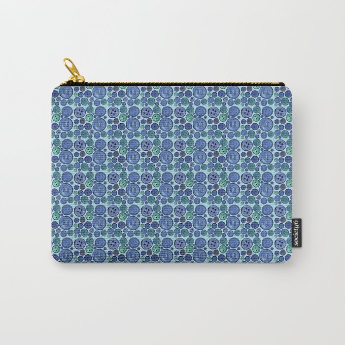 Blue Buttons Carry-All Pouch