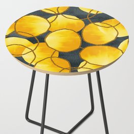 Abstract gray yellow pattern with circles Side Table