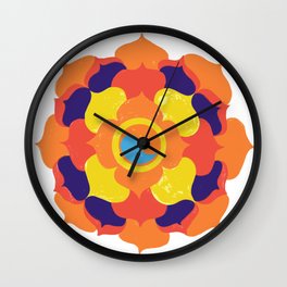 Lotus Jin & Jang Mandala Wall Clock | Floralpetals, Lotus, Colorful, Buddhism, Pop Art, Painting, 70S, Soul, Digital, Universe 