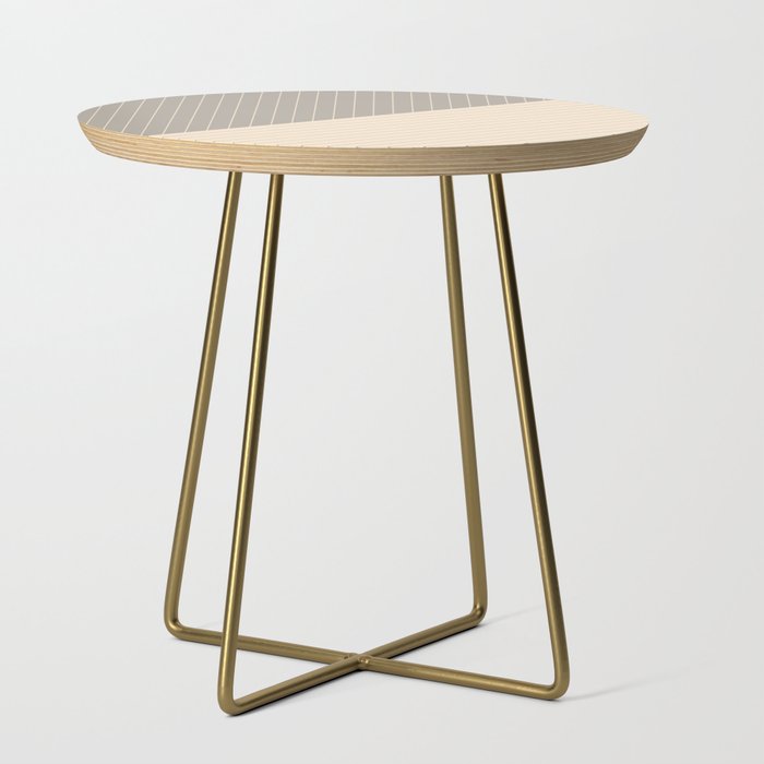 Elegant Pinstripes and Triangles Beige Gray Grey Side Table