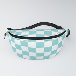 Gingham Pale Turquoise Checked Pattern Fanny Pack
