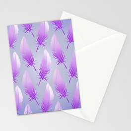 Delicate Feathers (violet on blue) Stationery Card