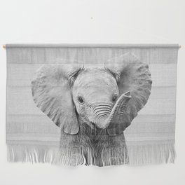 Baby Elephant - Black & White Wall Hanging