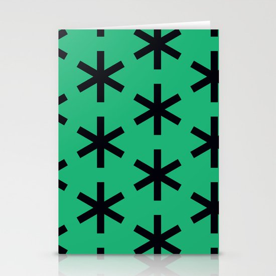 Vondel Black on Green Pattern Stationery Cards