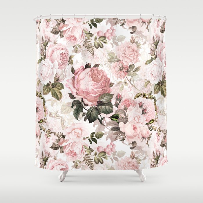 Vintage & Shabby Chic - Sepia Pink Roses  Shower Curtain