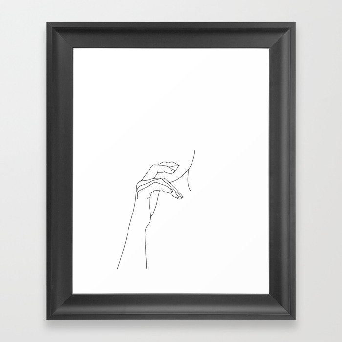 Hands line drawing illustration - Grace Framed Art Print