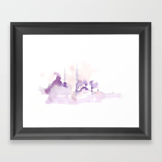 Watercolor landscape illustration_Istanbul Framed Art Print