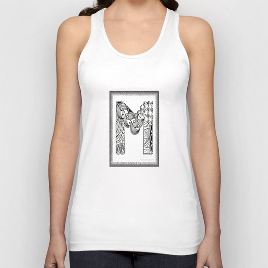 Zentangle M Monogram Alphabet Illustration Unisex Tank Top