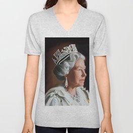 QUEEN ELIZABETH II  V Neck T Shirt