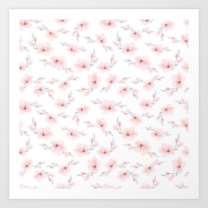 Cherry Blossom Flower Pattern 05 Art Print