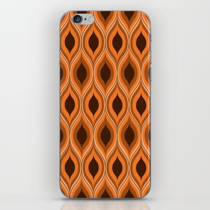 Classic Retro mid century orange and brown ogee pattern  iPhone Skin