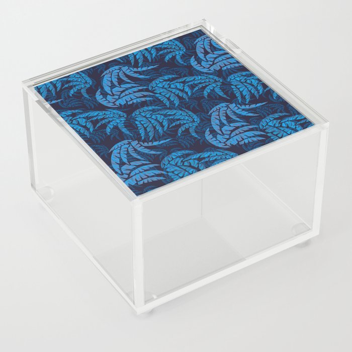 Blue Hawaiian Palm Leaves Paradise Abstract Acrylic Box