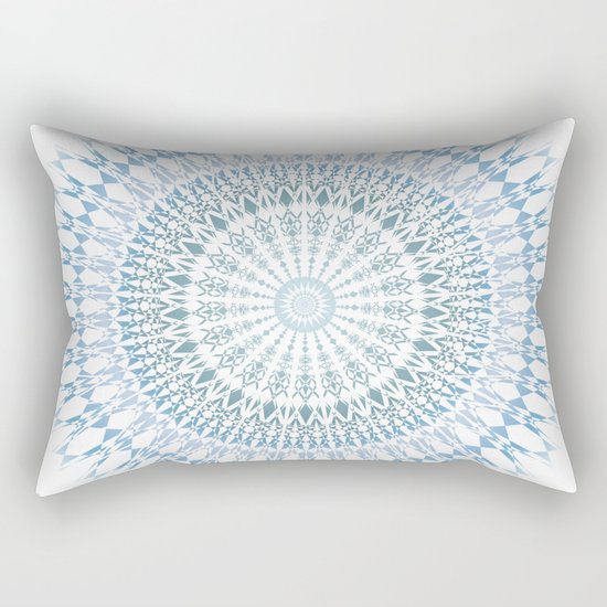 Grayish Blue White Mandala Rectangular Pillow
