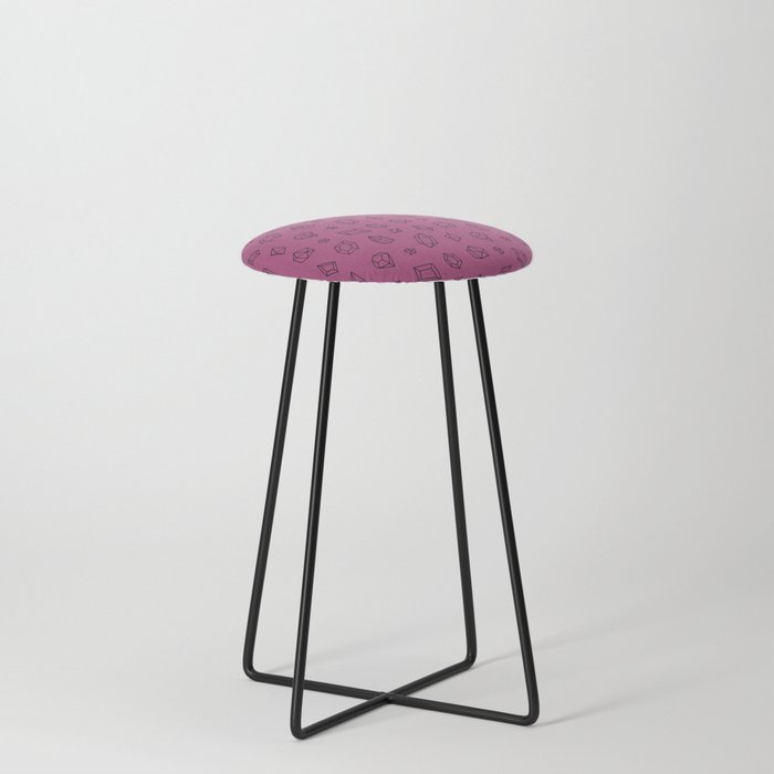 Magenta and Black Gems Pattern Counter Stool
