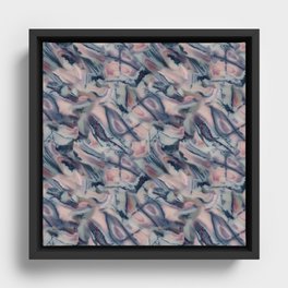 Blue pattern from natural stone to fabric Framed Canvas