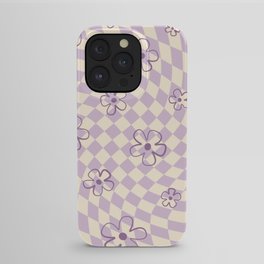 Purple Checker Flower Swirl Warp iPhone Case