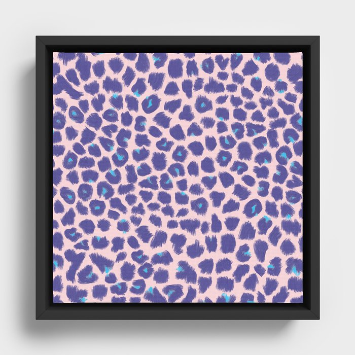 Leopard Spots, Cheetah Print, Lavender, Very Peri, Blush, Brush Strokes Framed Canvas
