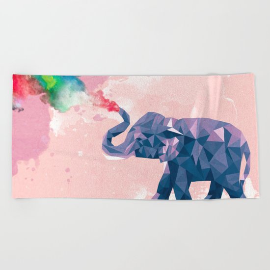 Rainbow Elephant Beach Towel