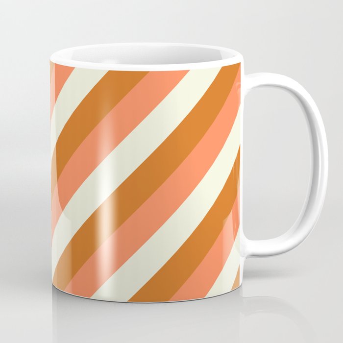 Beige, Chocolate, and Coral Colored Stripes Pattern Coffee Mug