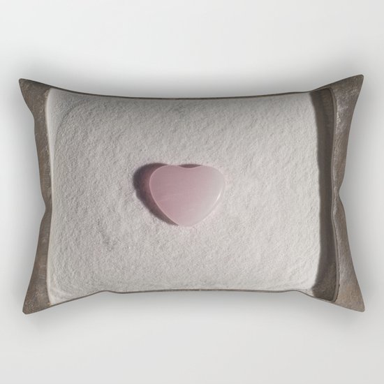 Rose Quartz heart in a zen garden Rectangular Pillow