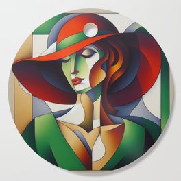 Girl in a wide-brimmed hat Cutting Board