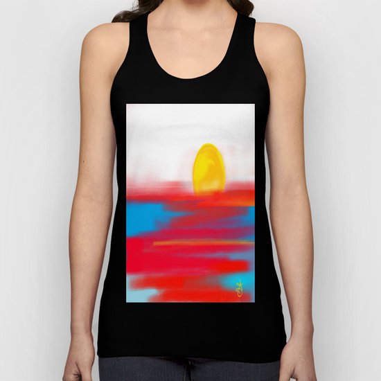 Sketchy Sun and Sea. Sunset and Sunrise Sketch Unisex Tank Top